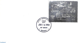 Delcampe - Guyana 1992 $600 Silver, FDC, First Day Cover, Nature - Transport - Various - Dogs - Fire Fighters & Prevention - Heli.. - Feuerwehr