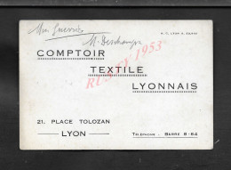 Delcampe - CDV CARTE DE VISITE COMPTOIR TEXTILE LYONNAIS À LYON : - Visitenkarten