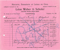 Delcampe - Facture / Rechnung - Mercerie, Bonneterie Et Laines En Gros, Léon Weber & Scholer, Luxembourg 06/1923 - Luxemburg