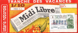 Delcampe - Loterie Nationale - Ticket 1977 , Tranche De Vacances , Dixième Du Journal Midi Libre - Jeux Vignette - Sonstige & Ohne Zuordnung