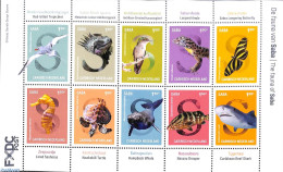 Delcampe - Dutch Caribbean 2022 Saba, Fauna 10v M/s, Mint NH, Nature - Birds - Butterflies - Fish - Reptiles - Sea Mammals - Turt.. - Fische