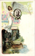 Delcampe - Lithographie Verwundetes Reh, Engel, Vincenz Prießnitz, Portrait - Engel