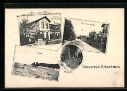 Delcampe - AK Scharbeutz /Ostsee, Hotel Pension Hildebrandt, Weg Zum Walde, Strand - Scharbeutz