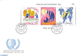 Delcampe - Sweden 1985 Int. Youth Year 3v, First Day Cover, Various - International Youth Year 1984 - Briefe U. Dokumente