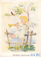 Delcampe - L1324-01-25 - Herzlichen Glückwunsch - Engel Mit Trompete - Engel