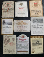 Delcampe - 103 - Lot De 9 étiquettes Anciennes De Bordeaux Entre 1950 Et 1964 - Bordeaux