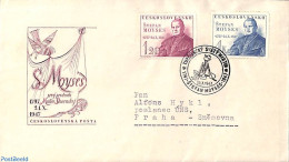 Delcampe - Czechoslovkia 1947 S. Moyses 2v, First Day Cover, Religion - Religion - Briefe U. Dokumente