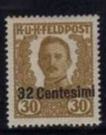 Delcampe - AUSTRIAN OCCUPATION OCCUPAZIONE AUSTRIACA 1918 EMPEROR IMPERATORE CARL CARLO I NON EMESSI NOT ISSUE CENT. 32c Su 30h MH - Austrian Occupation