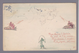 Delcampe - CPA Carte Faite à La Main Avec Des Timbres Découpés Original Circulée Semeuse - Briefmarken (Abbildungen)