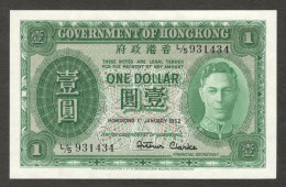 Delcampe - Hong Kong 1 Dollar King George VI Green P-324b 1952 GEM UNC Emboss - Hong Kong