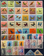 Delcampe - ECUADOR  , CERVANTES , AVES , FAUNA , MARIPOSAS , LOTE DE CONJUNTO , VARIOS SELLOS DE INTERÉS , VER FOTO - Ecuador