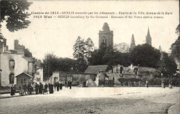 Delcampe - Senlis CPA Incendie Par Les Allemands Entree De La Ville Avenue De La Gare - Senlis