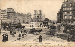 Delcampe - Paris - 4 - La Place Saint Michel Et L Eglise Notre Dame - CPA - Paris (04)