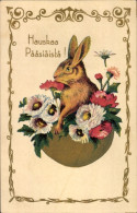 Delcampe - CPA Glückwunsch Ostern, Hase Und Blumen - Ostern
