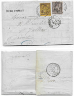 Delcampe - Perforé Sage 25 Et 35 Centimes Sur Lettre Crédit Lyonnais CL Lyon 17 Mai 1887 Pour Saint Vallier Sur Rhône - Lettres & Documents