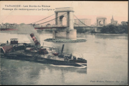 Delcampe - TARASCON    LES BORDS DU RHONE  , PASSAGE DU REMORQUEUR - Tarascon