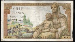 Delcampe - FRANCE BILLET 1000 FRANCS DEESSE DEMETER // JB.29/4/1943.JB /// W.5090 889  //LAURA 22001 - 1 000 F 1942-1943 ''Déesse Déméter''