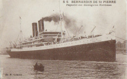 Delcampe - S.S. Bernardin De St Pierre   Paquebot Des Messageries Maritimes - Dampfer