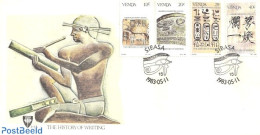 Delcampe - South Africa, Venda 1983 History Of Handwriting Set On FDC, First Day Cover, Art - Cave Paintings - Handwriting And Au.. - Préhistoire