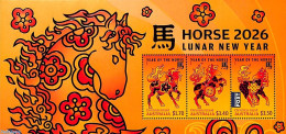 Delcampe - Christmas Islands 2026 Year Of The Horse S/s, Mint NH, Nature - Various - Horses - New Year - Neujahr