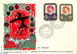 Delcampe - Luxemburg 1957 Scouting 2v, FDC, First Day Cover, Sport - Scouting - Briefe U. Dokumente