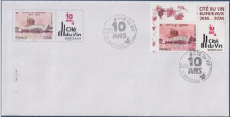 Delcampe - !  Cité Du Vin à Bordeaux A 10 Ans Enveloppe 1er Jour 05.06.2026 Tarif 1.52€ Avec Vignette Et Coin Haut Du Feuillet - 2020-…