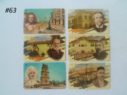 Delcampe - Vintage Set Of 6  Historical Figures And Buildings  Singapore Collectible Phonecard (#55) - Singapur