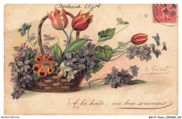 Delcampe - BCEP1-0061-FLEURS - A La Hate - Un Bon Souvenir - Un Panier De Fleurs - Blumen