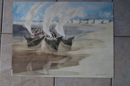 Delcampe - Superbe Dessin Aquarelle Originale De Anna STARITSKY,très Bel état De Collection 61 Cm. Sur 46 Cm. - Aquarel