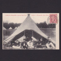 Delcampe - FRANCE 1906, Postcard, Camp Chalons, Inside A Tent, Used - Manöver