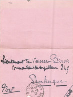 Delcampe - CARTE LETTRE FM BEUZEC CONQ 13/8/13 POUR COMMANDANT TORPILLEUR 345 DUNKERQUE - Schiffe