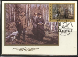 Delcampe - RUSSIA Maximum Card Set USSR MaxCard 87-051 1/2 LENIN 117th Birthday Art Painting Personalities - Maximumkaarten