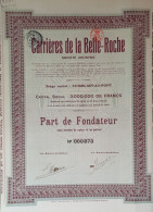 Delcampe - Carrières De La Belle Roche - Comblain-au-Pont  - 1925 - Part De Fondateur - Industrie