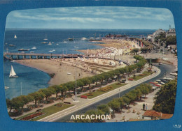 Delcampe - France Arcachon Plage Jetée Front De Mer Animé *YAE659 - Arcachon