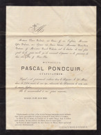 Delcampe - 1874 Décès De Pascal Pondcuir Cultivateur Cornesse Olne - Todesanzeige