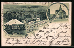 Delcampe - Lithographie Friedrichroda, Ortsansicht, Schloss Reinhardsbrunn, Rathaus - Friedrichroda