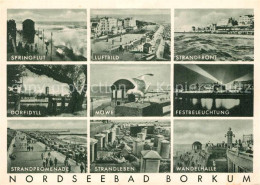 Delcampe - BORKUM Nordseebad Niedersachsen Springflut Strandfront Doridyll Moewe Wandelhall - Borkum