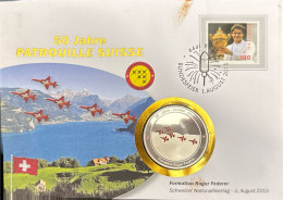 Delcampe - Switzerland 2013 Bundesfeier FDC 50 Jahre Patrouille Suisse Roger Federer - FDC