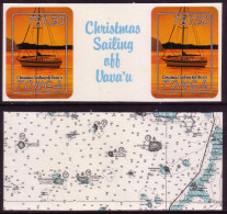 Delcampe - 1983 Tonga Sailing - Imperf Plate Proof Strip (cannot Peel Off Backing Paper) Naval Map On Back - Sailing