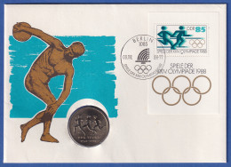 Delcampe - Offiz. DDR-Numisbrief Mit 10 Mark Gedenkmünze Olympiade 1988 Und DDR Block 94 - Sonstige & Ohne Zuordnung