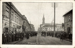 Delcampe - CPA Lodz Lodsch Polen, Straßenpartie, Anwohner, Kirchturm, I. WK - Polen