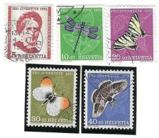 Delcampe - Serie  Usada Suiza. Yvert Nº 512/6. Pro Juventud. Personaje Y Mariposas. Ref. 2-suiza512-6 - Sonstige & Ohne Zuordnung