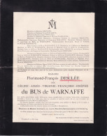 Delcampe - TOURNAI BEAUPLATEAU Du BUS De WARNAFFE Céline épouse DESCLEE Florimond 71 Ans 1904  HALLEUX - Avvisi Di Necrologio