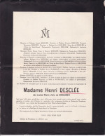 Delcampe - OSTENDE MAREDSOUS De BROUWER Louise épouse DESCLEE Henri 1841-1927 HANQUET Du BUS De WARNAFFE HALLEUX - Avvisi Di Necrologio