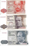 Delcampe - Lot D Troid Billets 2 000 / 5 000 Et 10 000 Pesetas Usagés Mais TB - 1975-2001 Juan Carlos I
