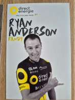 Delcampe - Card Ryan Anderson - Team Direct Energie - 2017 - Cycling - Cyclisme - Ciclismo - Wielrennen - Cycling