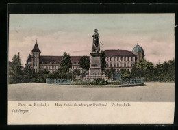 Delcampe - AK Tuttlingen, Max Schneckenburger-Denkmal Und Volksschule - Tuttlingen