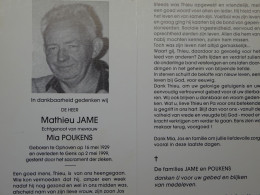 Delcampe - Rouw - Bidprentje JAME MATHIEU Geboren Te Ophoven  16/5/1929 + 2/5/1999 Genk - Santini