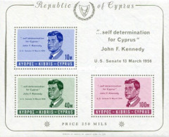 Delcampe - 1965 Cyprus Republic In Memorial Of J.F. Kennedy - Miniature Sheet MNH - Other & Unclassified