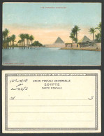 Delcampe - Egypt Old Colour Postcard Pyramids Inundated Palm Trees Flooded Nile River Flood - Andere & Zonder Classificatie